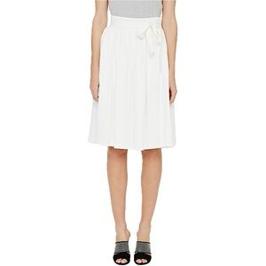 Club Monaco Bernadine Midi Flowy Pleated A-Line Circle Skirt White Wrap Belt 00